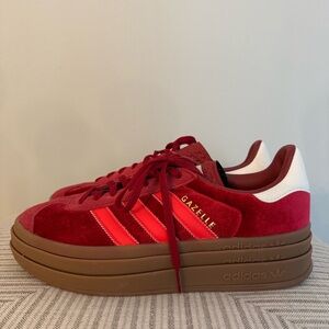 Adidas Gazelle Bold Burgundy + Pink Platform Sneakers